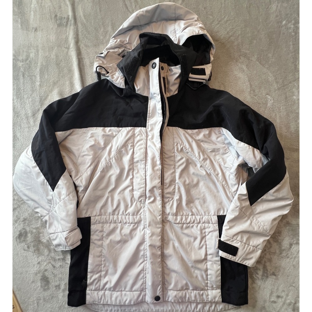 OSSI Skiwear Jacket Women 8 Gray Black Hooded Winter Snow Coat LTJ2049(O)